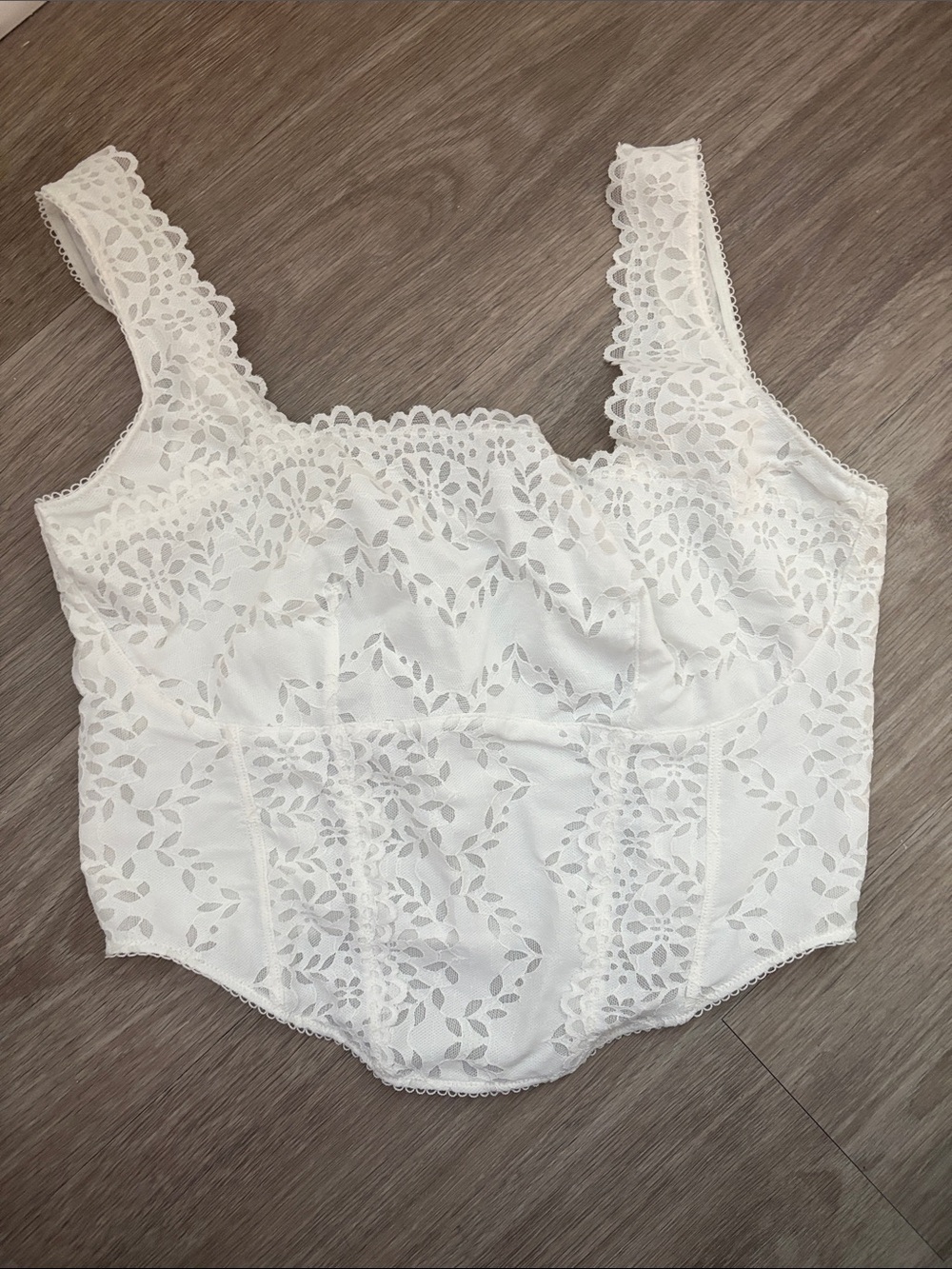 Pink victorias secret white lace top